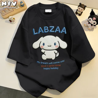 【จัดส่งตลอด 24 ชั่วโมง】NFV ใหม่ล่าสุด🌟แฟชั่นเกาหลี เสื้อยืดเปล่า ลายพิมพ์การ์ตูน ผ้าหนายับยากรีดง่าย ผ้าฝ้าย 100% YG6239