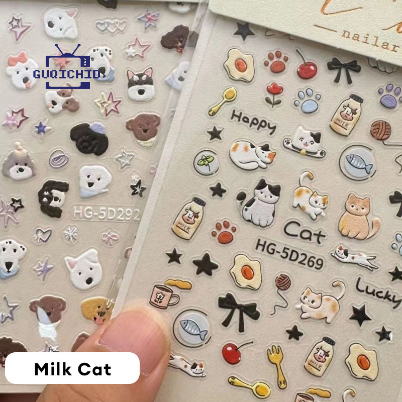 สติกเกอร์สุนัข Art DIYตกแต่ง พร้อมส่งในไทย สติกเกอร์นูน3D การ์ตูน กันน้ำ สติ๊กเกอร์DIY แต่งเล็บไอแพด สมุด แบตสำรอง ไอแพด
