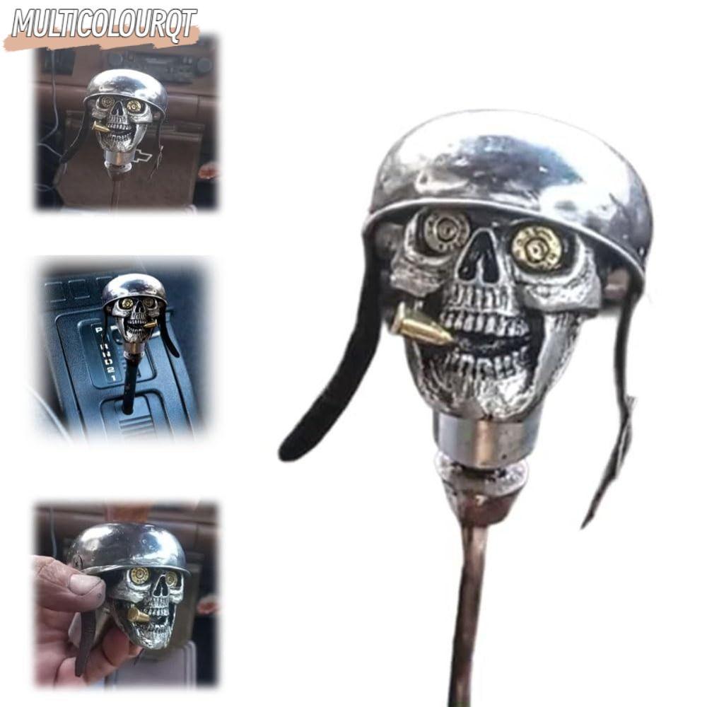 MULTICOLOURQT Skull Soldier Grip, Fit เกียร์ธรรมดาส่วนใหญ่เกียร์อัตโนมัติ Sliver Devil Skull Handcrafted Gear Knob, อุปกรณ์เสริมภายในรถยนต์สไตล์โครงกระดูก