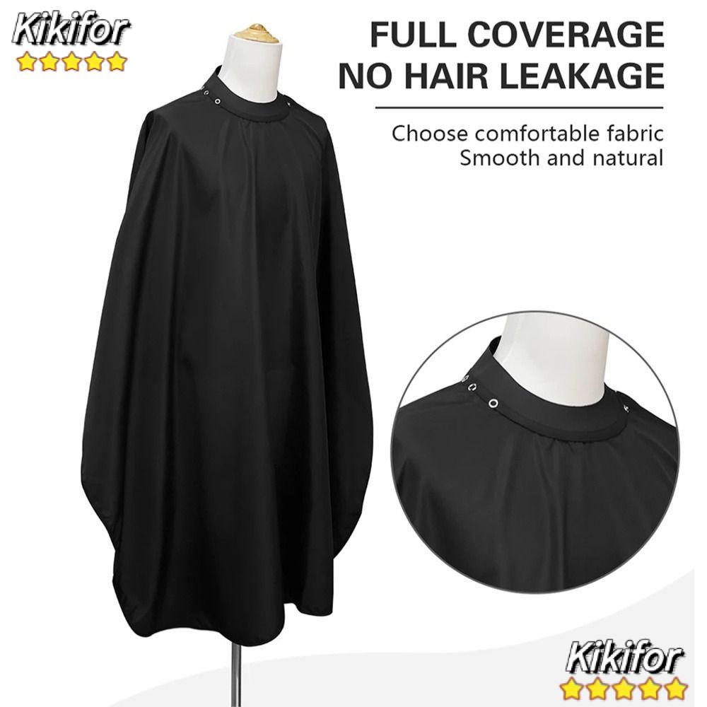 KIKIFOR ผ้าตัดผม, ซิลิโคนกันน้ํา Neckline Barber Cape, ซ่อนหัวเข็มขัด Hairdress Gown