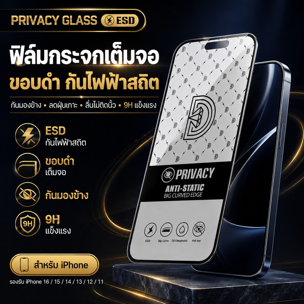 ฟิล์มกระจกเต็มจอ สำหรับ iPhone กันมองกันเสือก PVT รุ่น ไอโฟน11 12 13 15 Pro Max 13 Pro X XR 15PROMAX 14PROMAX 14PRO 17
