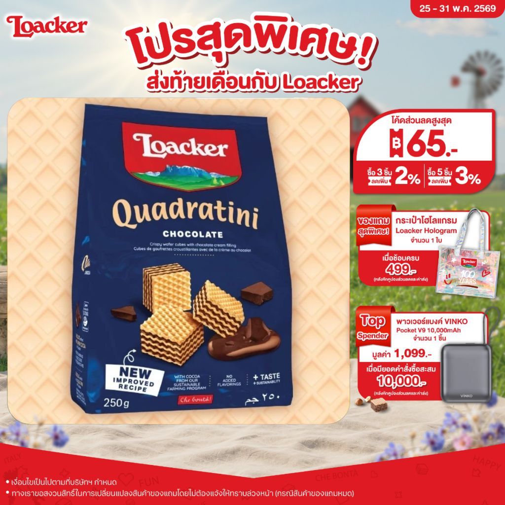ล็อคเกอร์ ควอดราตินี ช็อกโกแลต 250 กรัม | Loacker Quadratini Chocolate 250 g