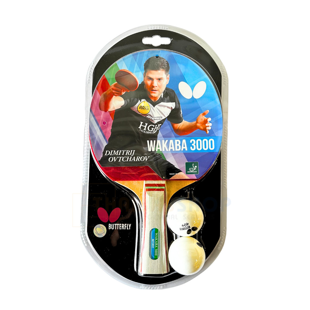 (ของแท้ 100%) Butterfly ไม้ปิงปอง รุ่น Wakaba 3000 แถม ลูกปิงปอง Butterfly