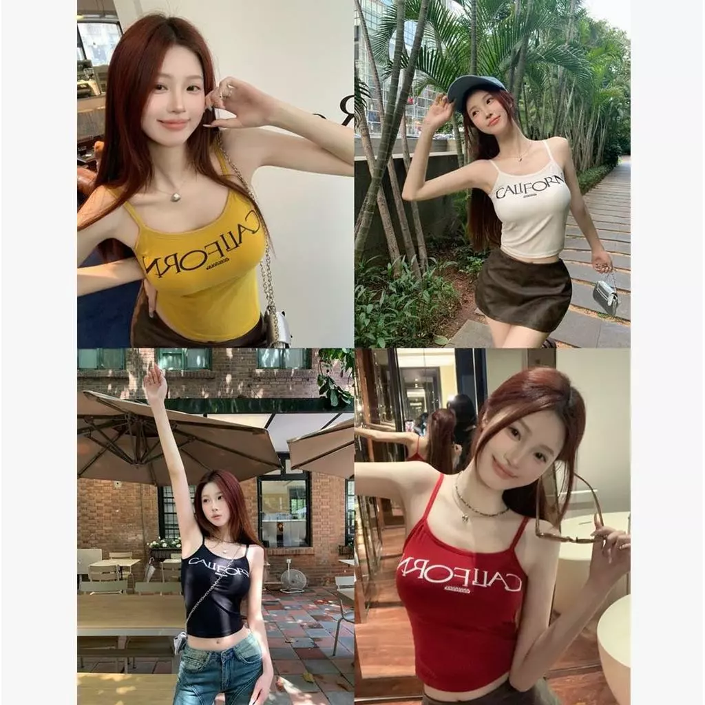 YY132 เสื้อสายเดี่ยว สดใส เกาหลี สุดน่ารัก เหมาะกับสาวน่ารักใสๆ สุดฮิต พร้อมส่ง ราคาถูก