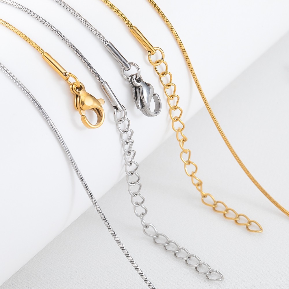 MPS 5 ชิ้นสแตนเลสงูกระดูกโซ่สร้อยคอ DIY จี้สร้อยคอ Handmade CHAIN 45 + 5 ซม.