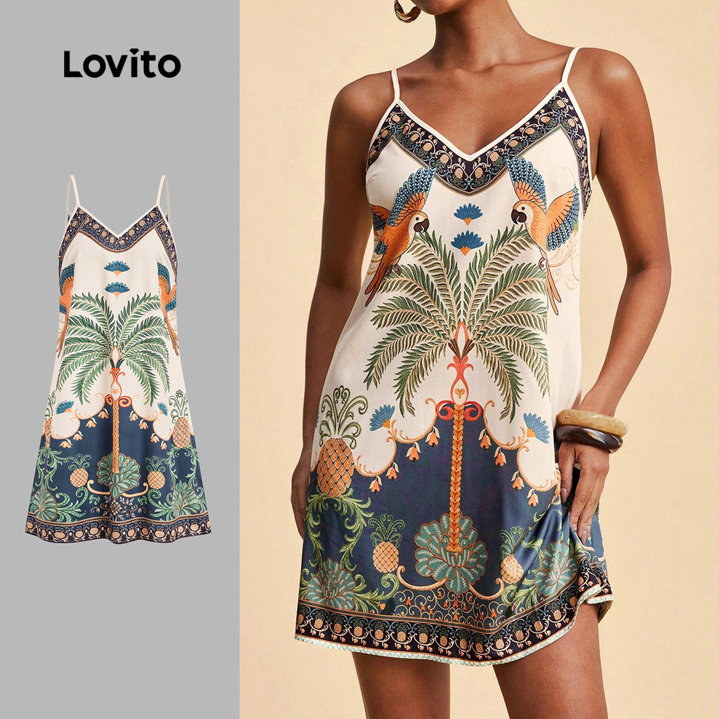 Lovito เดรสโบฮีเมียนสําหรับฤดูร้อน/ฤดูร้อนของผู้หญิง LBL34004