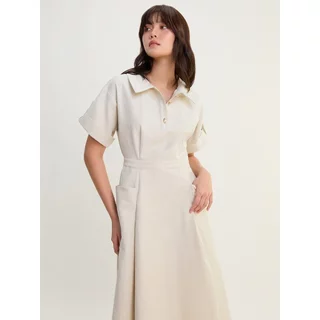 [Pomelo] เดรสยาวคอปก / Button Front Collared Midi Dress