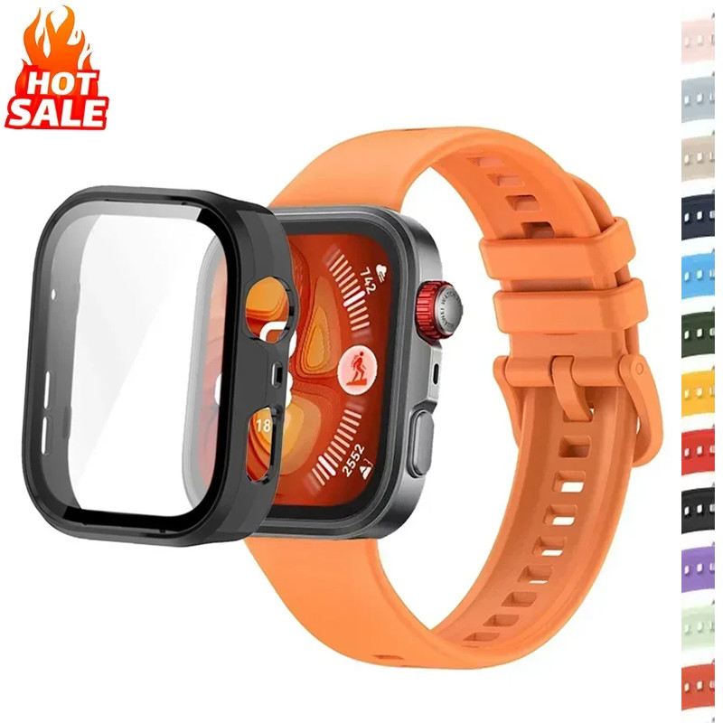 PC Case + สายซิลิโคนแบบสปอร์ตสําหรับ Huawei Watch Fit 5 Pro/Fit 5/Fit 4 Pro/Fit 4/Fit 3 พร้อมฟิล์มกันรอยหน้าจอ