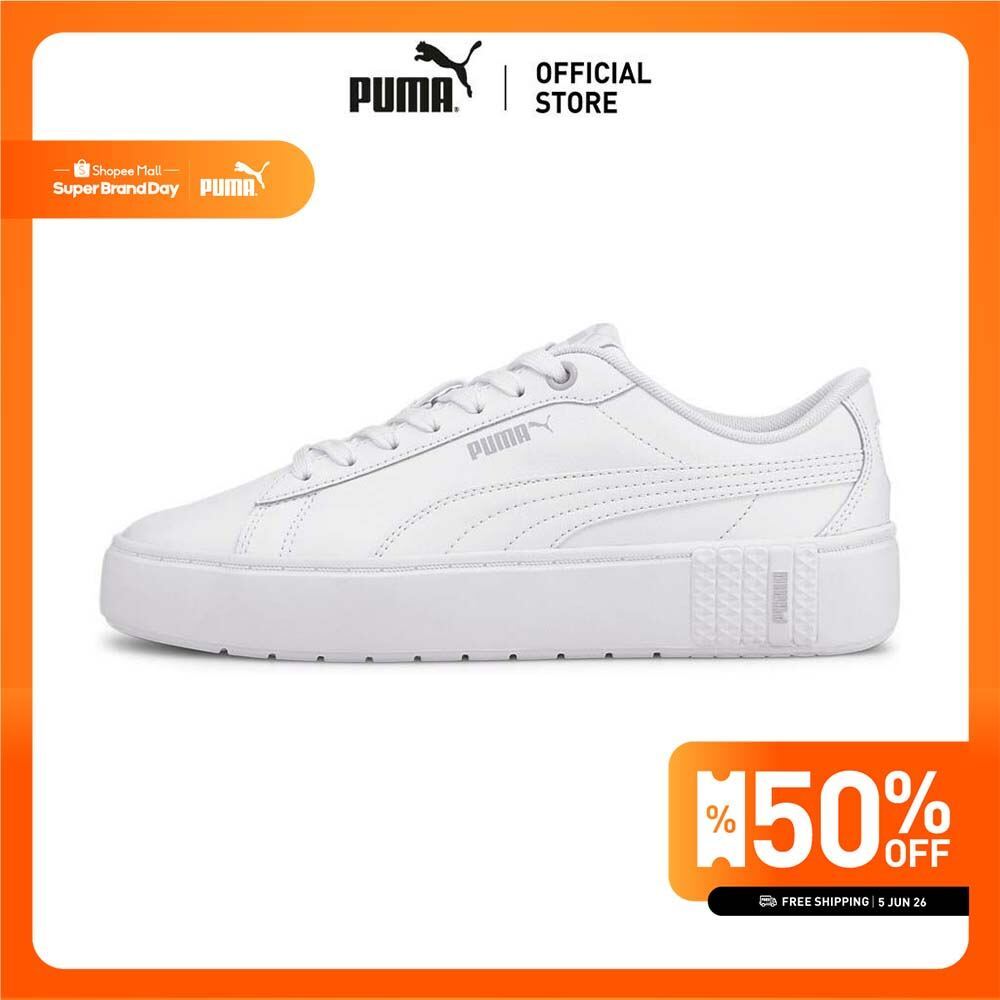 PUMA BASICS - รองเท้ากีฬาผู้หญิง Smash Platform v2 L สีขาว  - 37303501
