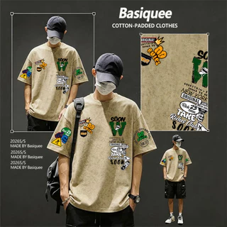 Basi💥เสื้อผู้ชาย เสื้อยืด oversize เสื้อฟอก วินเทจ สตรีท เกรดพรีเมียม เสื้อคอตตอน ไม่หดตัว ใส่สบาย ลาย "Soon rich"