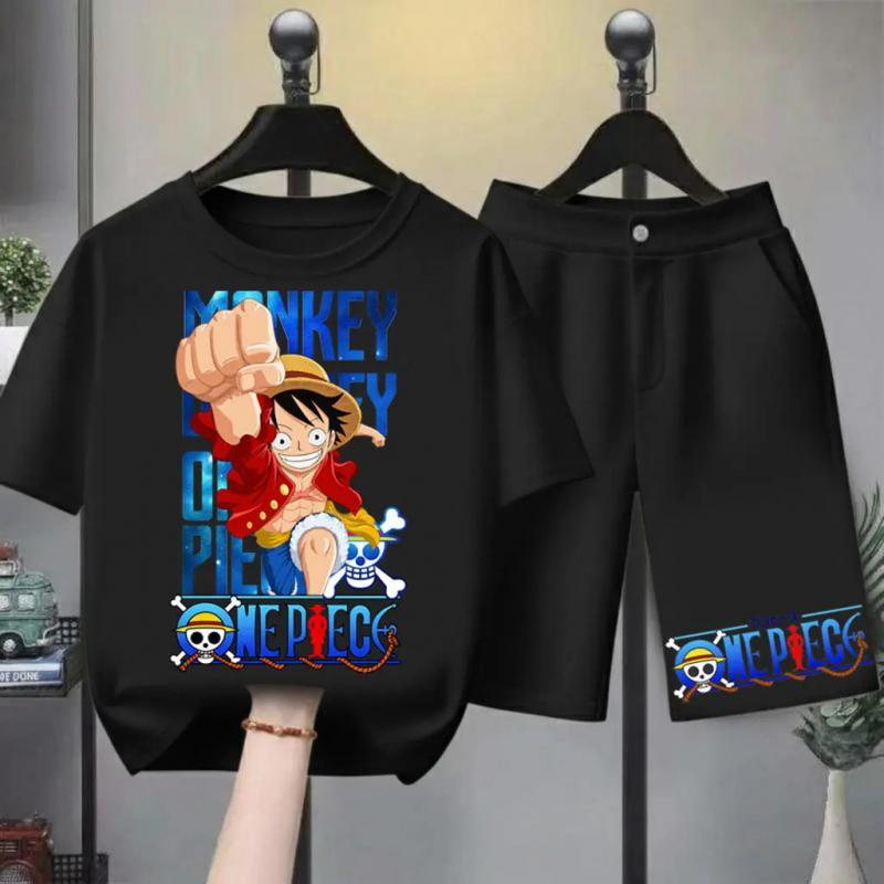 [COD]AA KID ใหม่!!! ชุดใหม่สำหรับเด็ก ลายการ์ตูนน่ารัก วันพีซ ONE PIECE ลวดลายมังกี้ ดี ลูฟี่ เสื้อผ้าเด็ก ชุดเสื้อและกา
