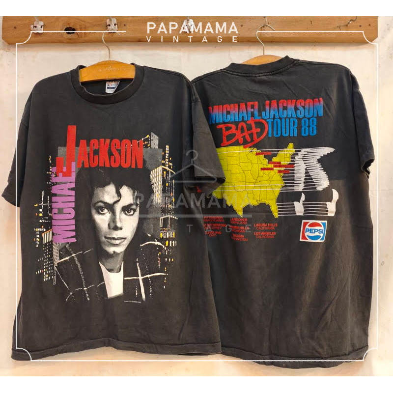 [ ล้านเสื้อ ] Michael Jackson BAD TOUR 88 Bio Washed เสื้อวินเทจ เสื้อไมเคิล