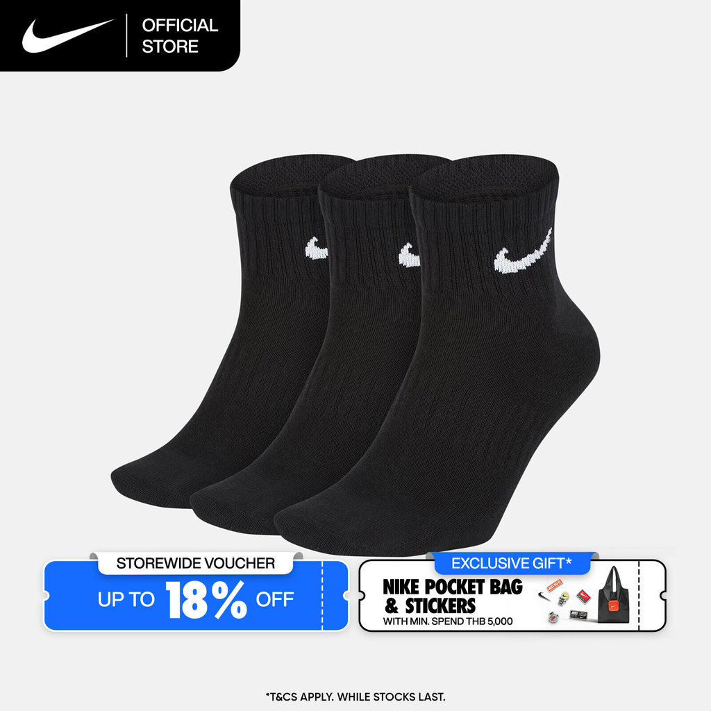 Nike Everyday Lightweight Training Ankle (3 Pairs) Socks - Black [SX7677-010]