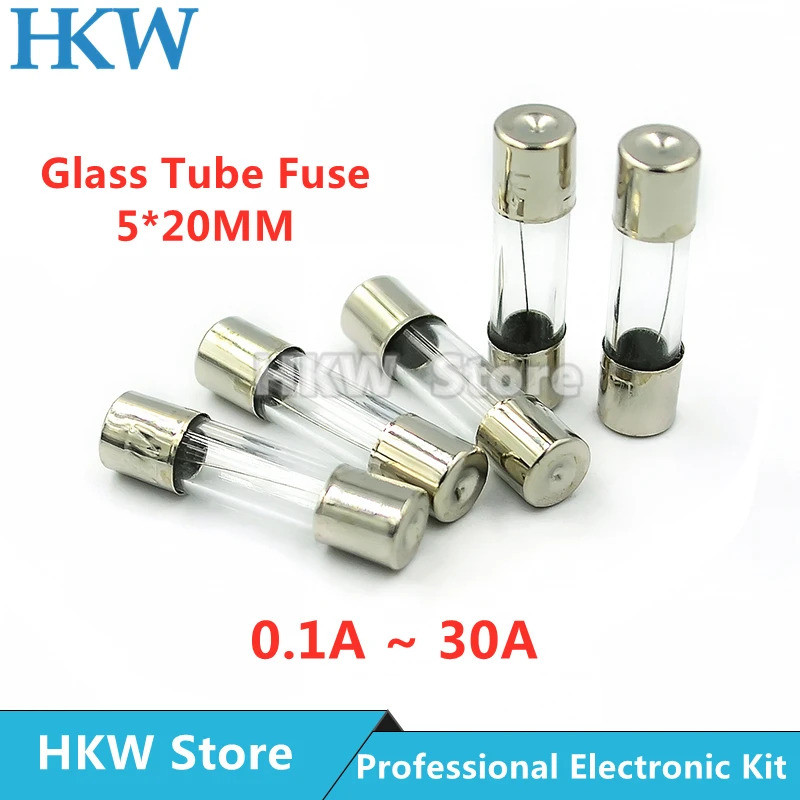 10/20pcs หลอดแก้วฟิวส์ 5x20 มม.0.1A 0.2A 0.5A 1A 2A 3A 4A 5A 6.3A 8A 10A 12A 15A 20A 30A 25A 250V Fa