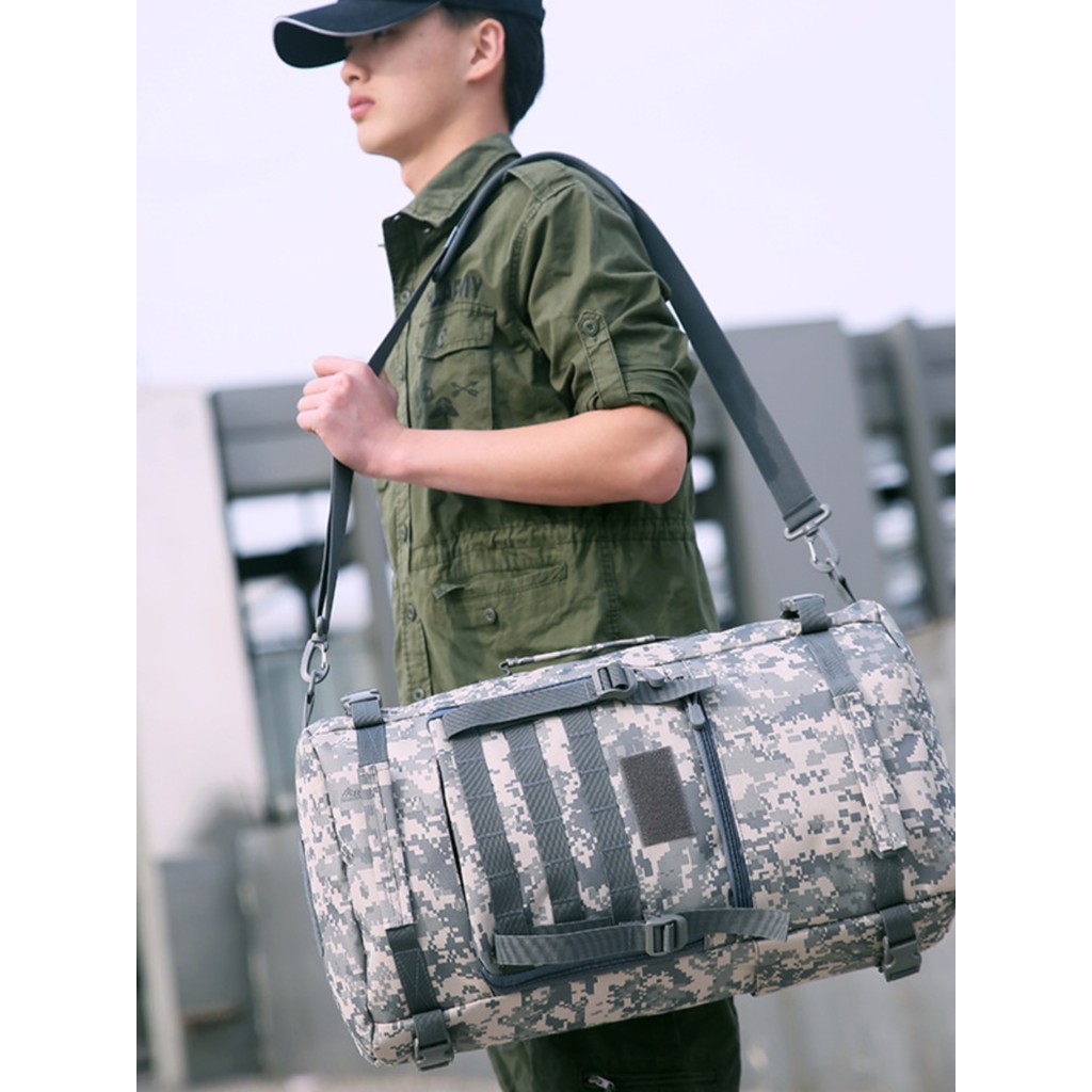 กระเป๋าเดินทาง Oxford อเนกประสงค์ 50L ความจุขนาดใหญ่ Camouflage Outdoor Youth Travel Tactical Mounta