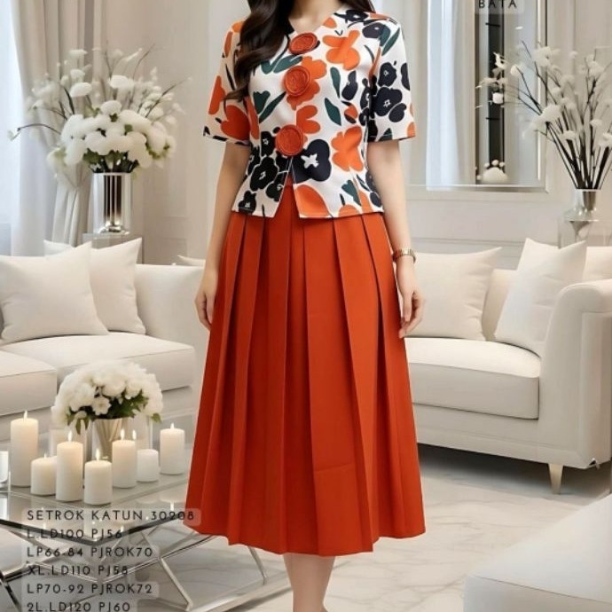 KATUN 30208 PREMIUM FLOWER COTTON SKIRT SET / ชุดดอกไม้ VIRAL