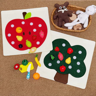 COD ตัดผลไม้แผ่นผ้าสักหลาด Felt Board Play ของเล่นพัฒนาเด็ก ส่งเสริมการประสานมือและตา ของเล่นเด็ก