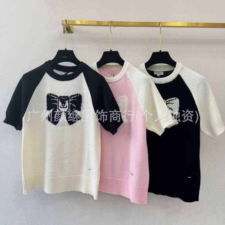 E8K6 Cheel 25Early autumn new style color-blocked bow jacquard pullover sweater