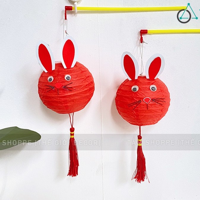 โคมไฟกระดาษกระต่ายกลมสีแดง DK10cm LDEN-GIAY-06