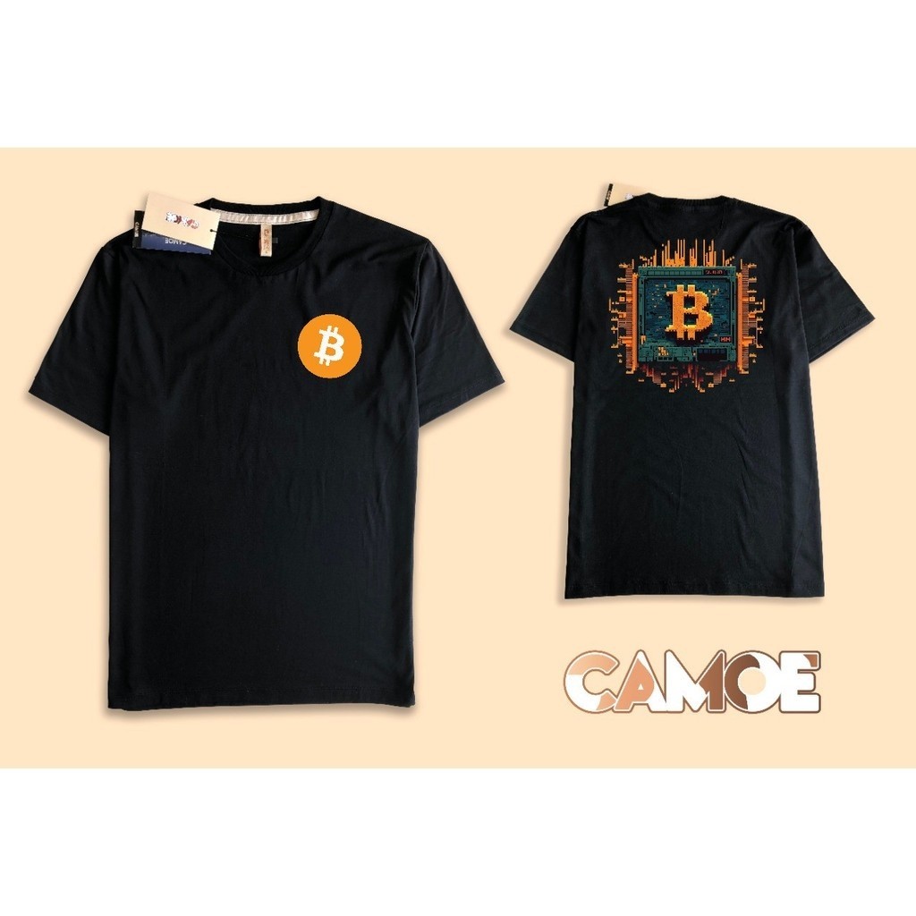 เสื้อยืดด้านหน้าและด้านหลัง Bitcoin Microchip