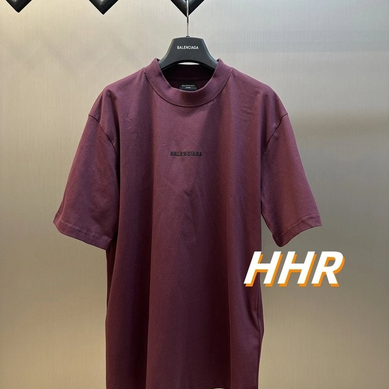 [รุ่นที่ถูกต้อง] Balenc1ag @/Paris ใหม่การจับคู่สีกลับปักพิมพ์โลโก้รอบคอแขนสั้นเสื้อยืด Casual All-M