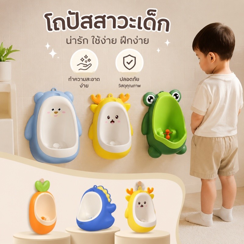 พร้อมส่ง โถฉี่เด็กชาย โถฉี่เด็ก ยืนได้ แขวนผนัง ปรับความสูงได้ โถฉี่ปัสสาวะฝึกหัด
