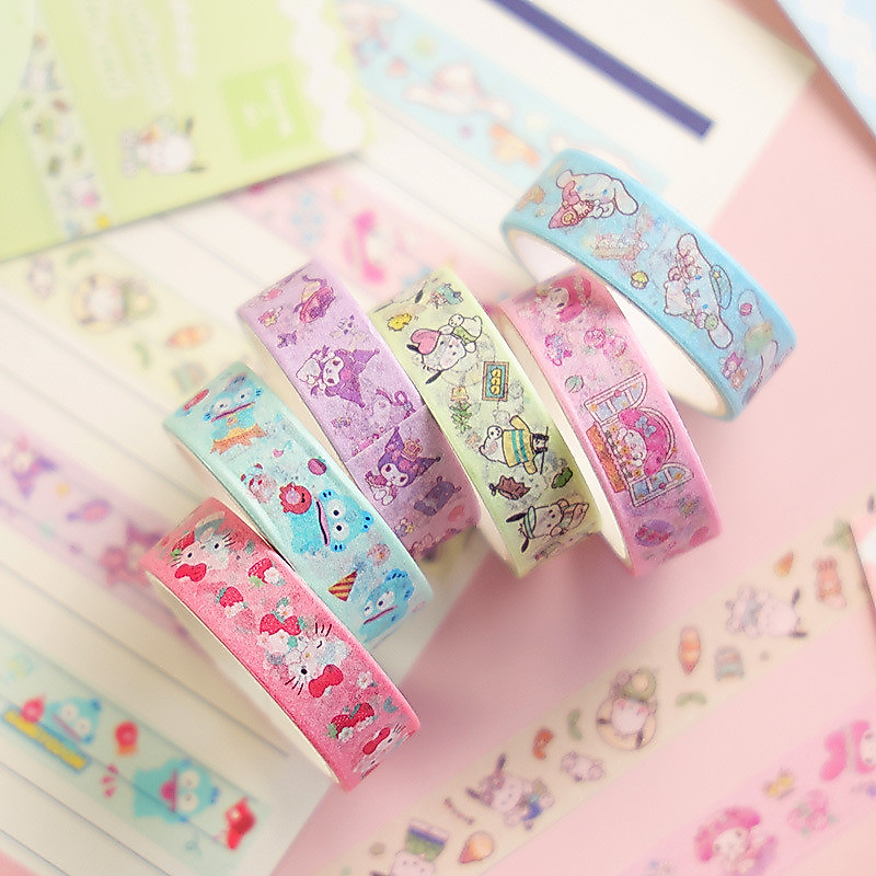 SANRIO เทปสติ๊กเกอร์ซานริโอ เทปวาชิลายการ์ตูน DIY สมุดภาพตกแต่ง