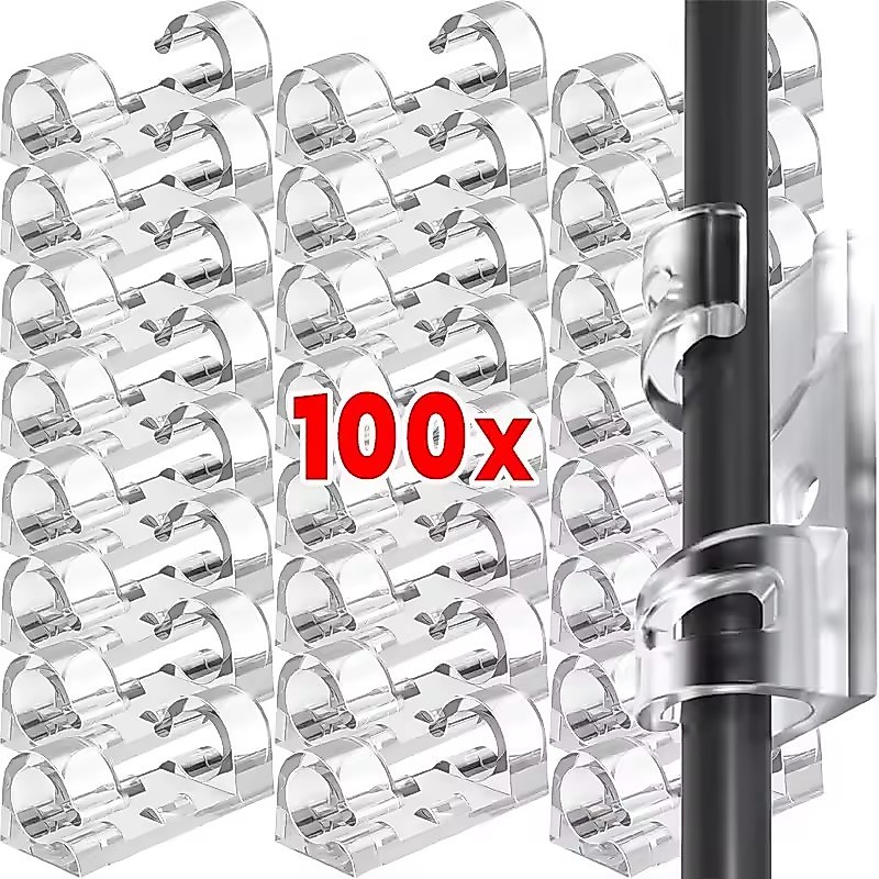 20/60/100 ชิ้นคลิปหนีบสายเคเบิลแบบมีกาวในตัวที่แข็งแกร่ง/โต๊ะ Tidy Cord Manager Winder / สาย USB โปร่งใสแคลมป์คงที่
