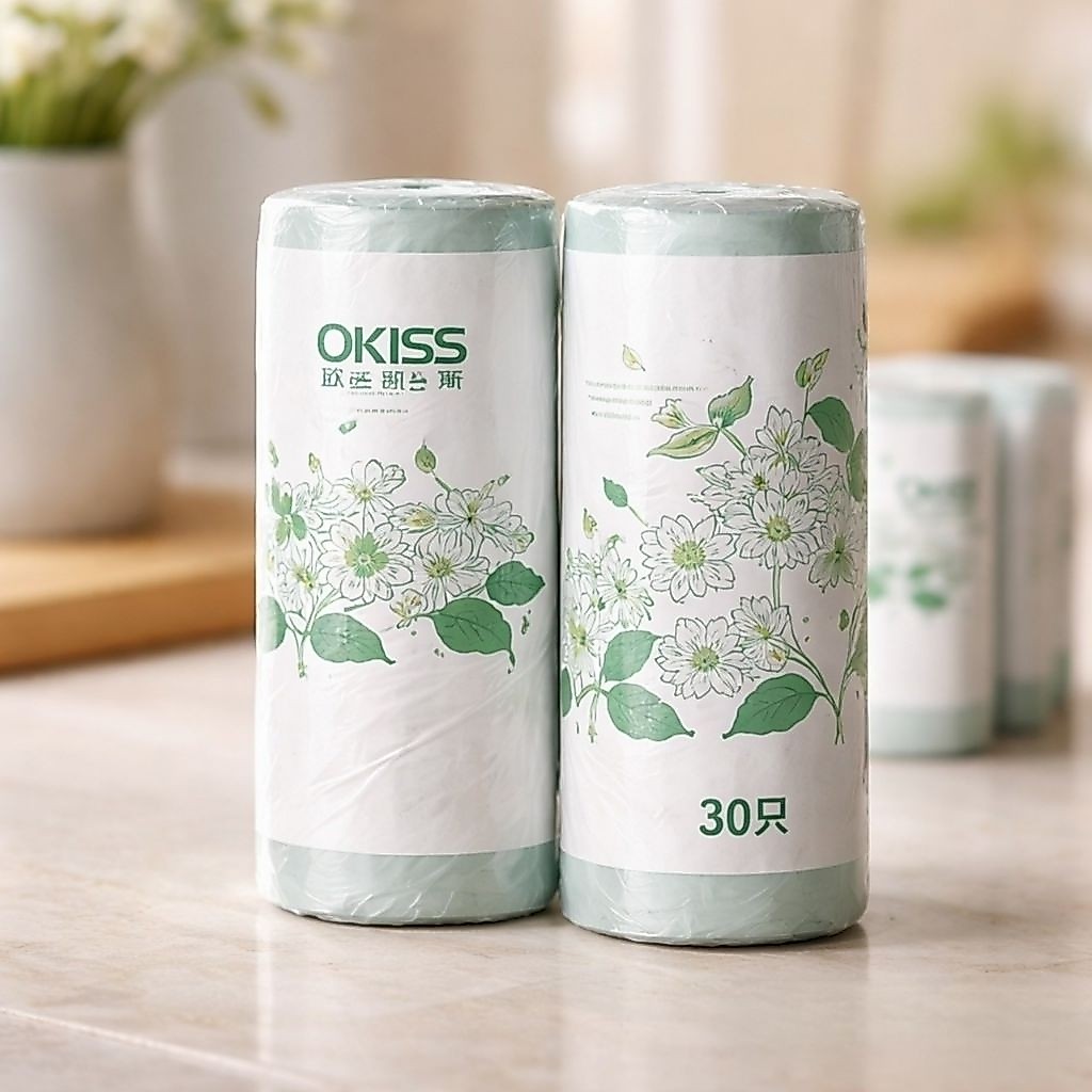 OKISS สีเขียว ถุงขยะพลาสติกหูหิ้ว ทนทาน 45×50 ซม.