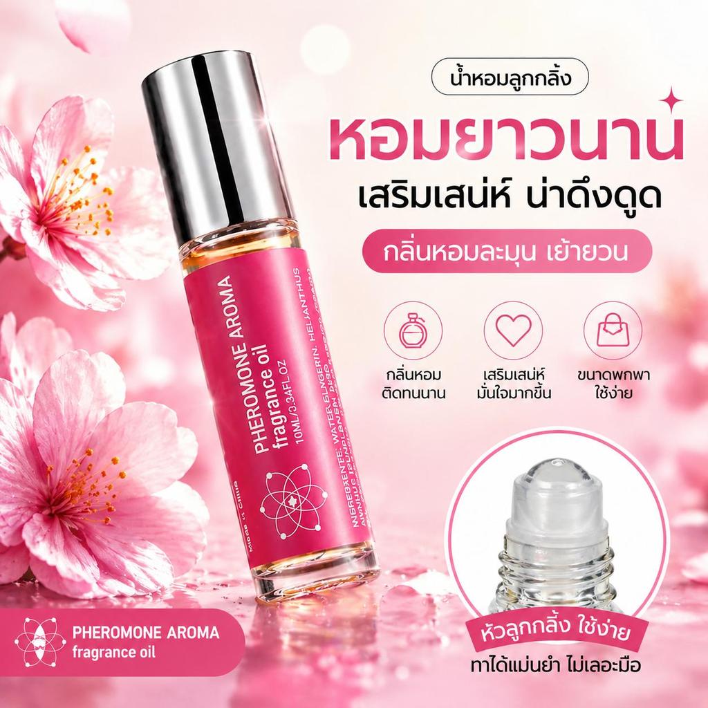 น้ำหอมลูกกลิ้ง น้ำหอมพกพา กลิ่นกุหลาบหวานละมุนลูกคุณ กลิ่นฟุ้ง หอมติดทนนาน ผู้หญิงทาไปเรียนเดต พร้อมส่ง มีปลายทาง