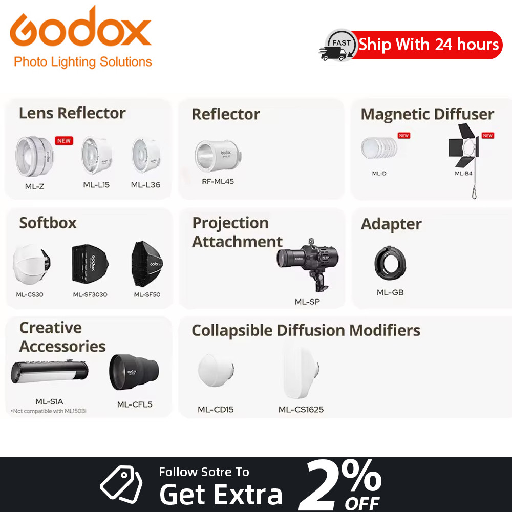 อุปกรณ์เสริม GODOX ใช้สําหรับ ML80BI ML150BI ML100BI : ML-CS30 ML-GB ML-SF50 ML-CS1625 ML-CD15 AD-S6