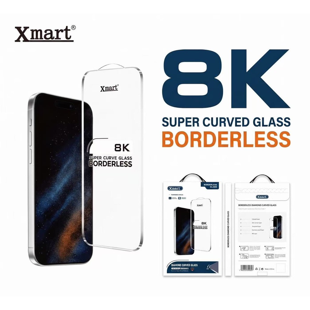 Xmart 8K ไม่มีขอบดำ ขอบโค้ง ฟิล์มกระจก For iPhone 17 Pro Max 18 Pro Duo 18Promax มีทุกรุ่น ติดตั้งง่าย ป้องกันการแตก 001