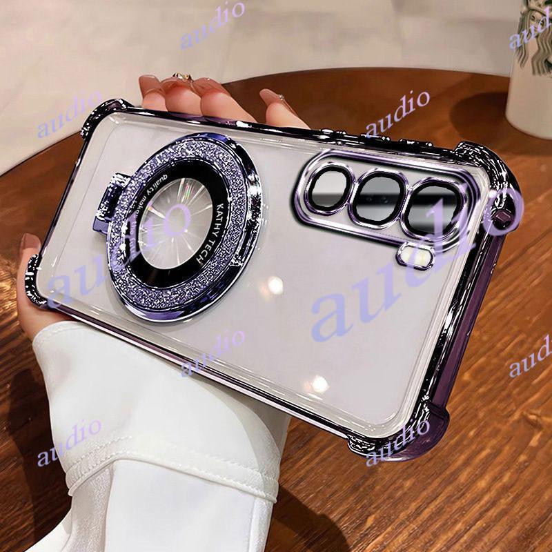 Vivo Y31s 5Gสี่มุมชุบGlitterโปร่งใสเคสโทรศัพท์สําหรับVivo Y31s Y31S VivoY31s 5Gกันกระแทกซิลิโคนอ่อนน