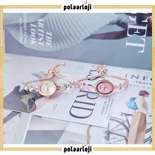 PA Jam Tangan Serut Mewah Gelang Serut Wanita Analog Quartz Adjustable Anti Air Rantai Stainless Steel Diamond Fashion RM192