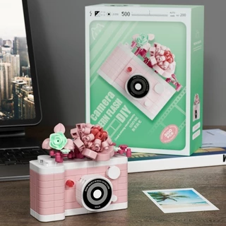 NEW🎀📷 บล็อกตัวต่อกล้องดอกไม้สุดน่ารัก DIY ของขวัญสำหรับเด็กและผู้ใหญ่