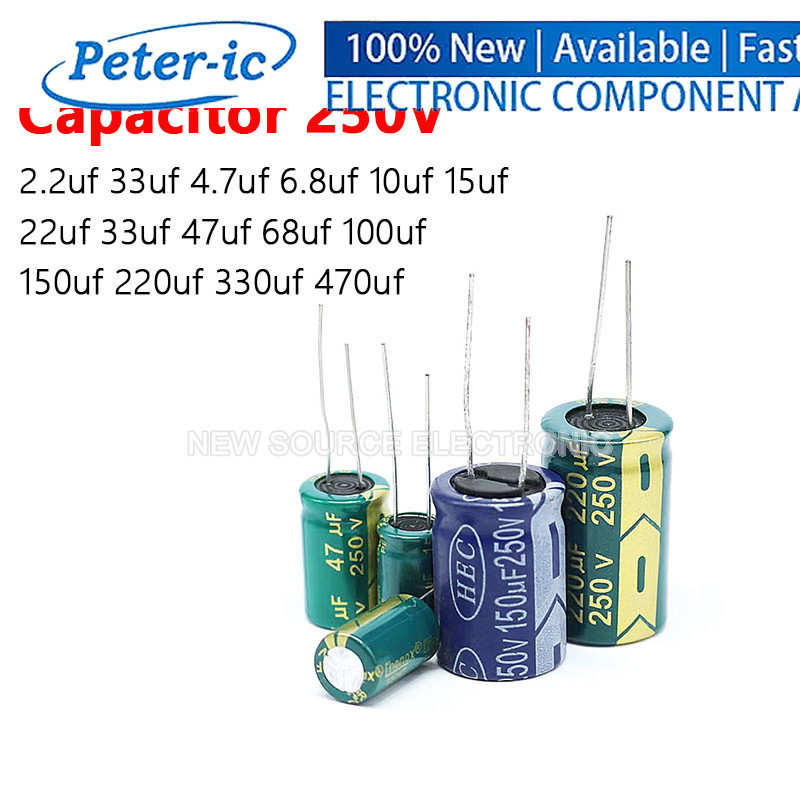(1-20 ชิ้น) 250V ตัวเก็บประจุไฟฟ้า 2.2uf 33uf 4.7uf 6.8uf 10uf 15uf 22uf 33uf 47uf 68uf