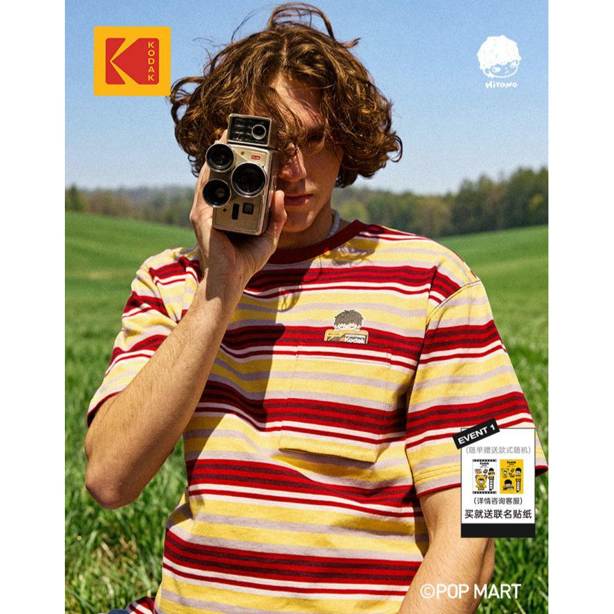 [KODAK x Hirono] KODAK Kodak 26 ฤดูร้อนผ้าฝ้ายแท้พิมพ์ลายเสื้อยืดแขนสั้นผู้หญิง