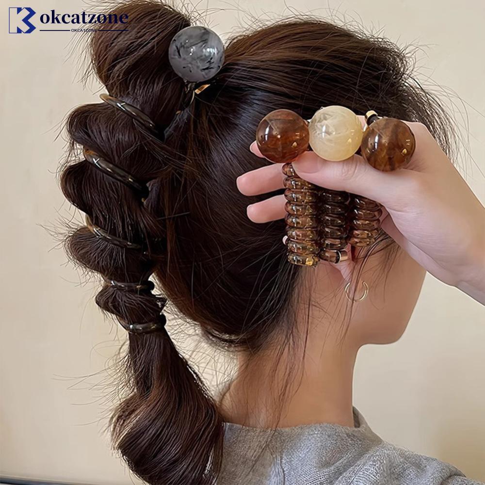 OKCATZONE เกาหลีน่ารัก Retro Ball Design ยืดหยุ่นผม Band ปฏิบัติหางม้า Fixing Daliy อุปกรณ์เสริมผม J