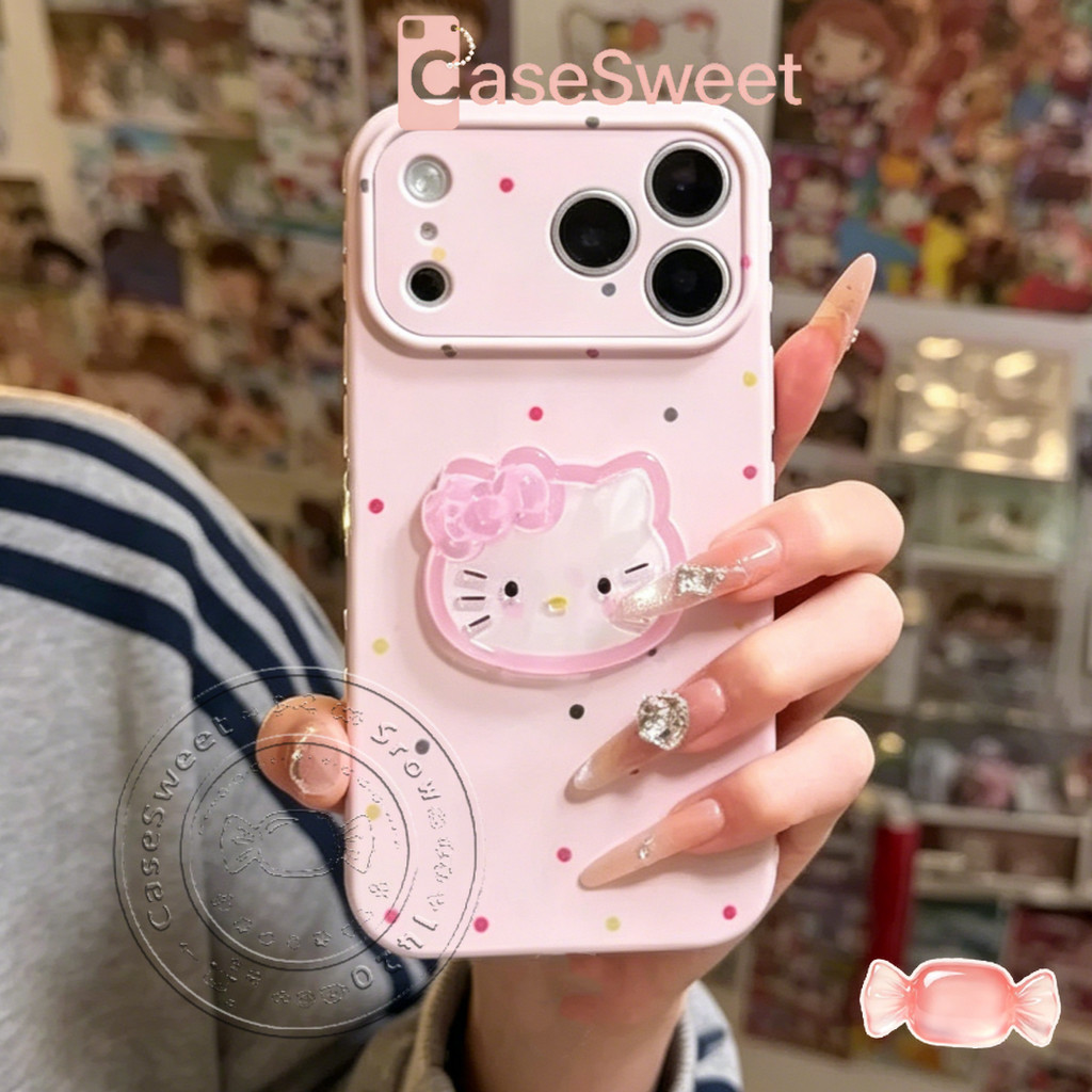 เคสโทรศัพท์ลายจุดสีสันสดใสกับตุ๊กตาเฮลโลคิตตี้ เหมาะสำหรับ Samsung A07 A17 A56 A36 A05s A05 A04 A03s A16 A15 A14 A13 A12
