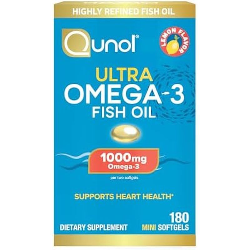 ซอฟท์เจล, ปลานับโอเมก้า 1000มก., 180 3 ซัพพลาย, รส, มินิหัวใจกลืน, EPA 3 + 3 DHA, เพียวถึงมินิโอเมก้าอัลตร้าสุขภาพง่ายเดือน Qunol อาหารเสริม, เลมอนน้ํามัน