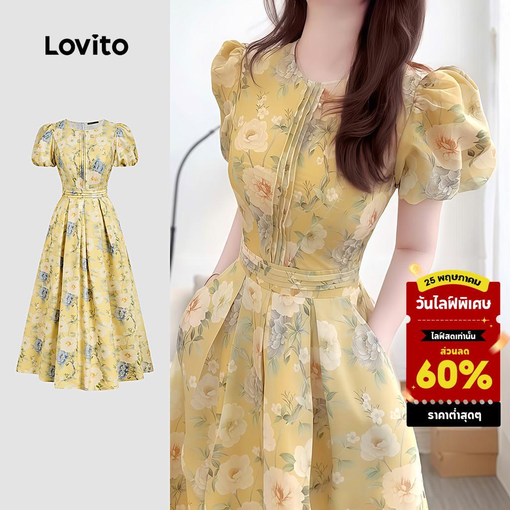 Lovito  ชุดเดรสโบโฮสําหรับฤดูใบไม้ผลิ/ฤดูร้อนสําหรับผู้หญิง L177ED252