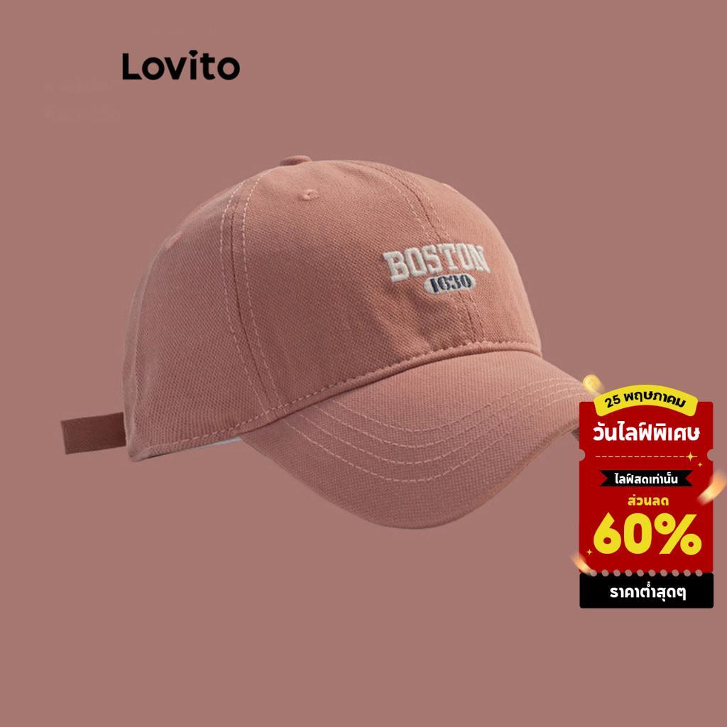 Lovito หมวกเบสบอลตัวอักษรบอสตันลําลองสําหรับผู้หญิง LFA09617