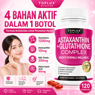 TOPLUX Astaxanthin Glutathione Complex 1500mg 120 Kapsul Suplemen Kulit Glowing Cerah Anti Kusam