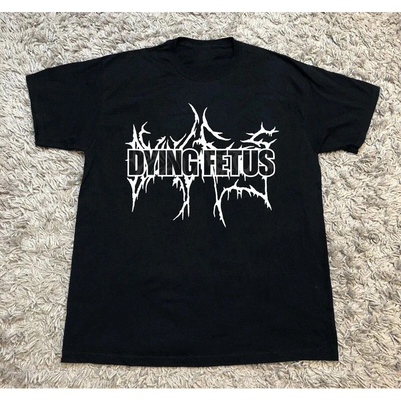 เสื้อยืดคอตตอนสีดำลายโลโก้วงดนตรี Dying Fetus คลาสสิก ทุกขนาด สไตล์สตรีทแวร์ฮาราจูกุ