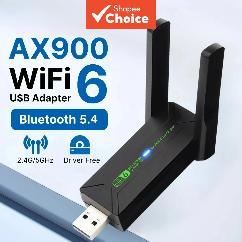 อะแดปเตอร์ USB WiFi 900Mbps 2-in-1 บลูทูธ 5.4 WiFi6 การ์ดเครือข่าย เสาอากาศ USB ดองเกิลรับสัญญาณ ไดรฟเวอร์ฟรีสําหรับ PC