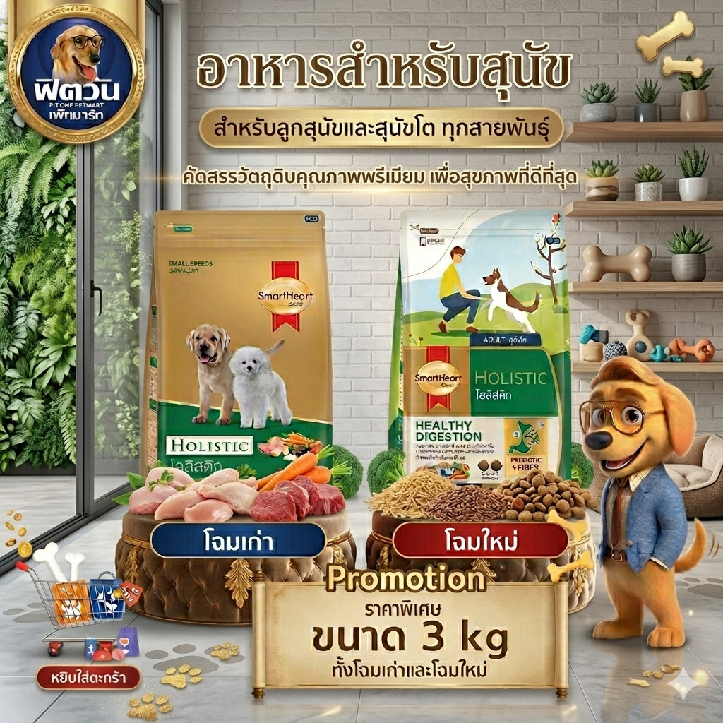 SmartHeart Gold (Holistic) สมาร์ทฮาร์ท โกลด์® โฮลิสติก สุนัขทุกสายพันธุ์ ทุกช่วงวัย ขนาด 7.5 กก.{อาหารสุนัขเม็ด}
