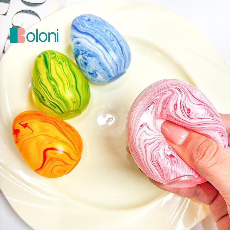[Boloni] ไข่หินอ่อน Squishy ของเล่นความเครียด 1/4 ชิ้นบีบนุ่มเด้งช้าสําหรับความวิตกกังวลบรรเทาเด็กผู้ใหญ่ใหม่