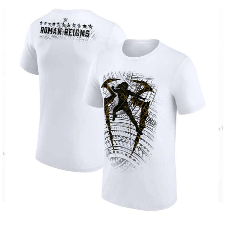 Roman Reigns Tribal OTC เสื้อยืดผ้าฝ้ายมวยปล้ําสีขาว wwe