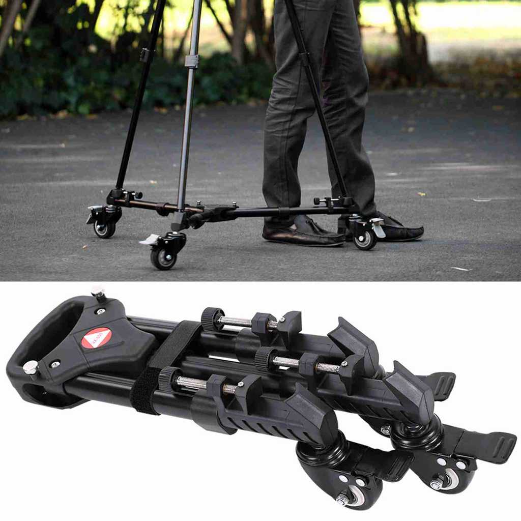 มีในสต็อกVX-600 ขาตั้งกล้องแบบพับได้ Dolly 3 ล้อขาตั้งฐานรอกกล้องสากล