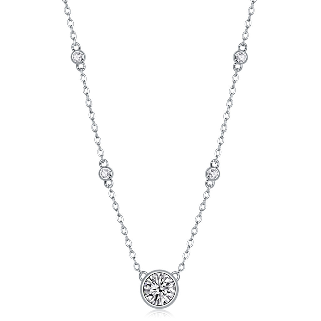 Moissanite จี้ 925 เงินสเตอร์ลิงหรูหราเครื่องประดับ 1CT Bezel VVS1 สร้อยคอ